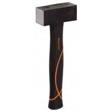 Bossierhammer BlackTec® Spezialstahl, mit geraden Bahnen und ovalem Loch