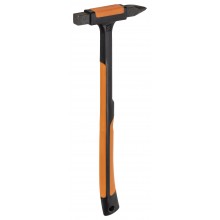 Fliesenlegerhammer ergonomisch geformter 2-Komponenten-Griff, innenliegender Fiberglasstiel, Aufhängeöse am Griffende, mit integrierter Hartmetallspitze