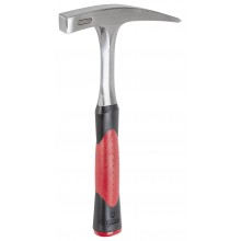 Ganzstahl-Geologenhammer mit Spitze 2-Komponenten-Griff rot/schwarz, mit Spitze, aus C60 Spezialstahl