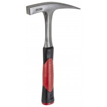 Ganzstahl-Geologenhammer mit Schneide 2-Komponenten-Griff rot/schwarz, mit Schneide, aus C60 Spezialstahl