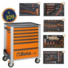 Beta Easy Werkzeugwagen mit 7 Schubladen und 309-teiligem Sortiment