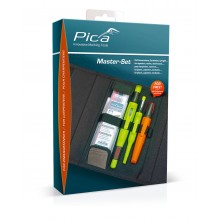 Pica Master-Set Zimmermann Inhalt:   1 x Nr. 6060 ; 1 x Nr. 6045 ; 1 x Nr. 3030 ; 1 x Nr. 4030
+ GRATIS zur Einführung: 1 x Nr. 990/40 Pica VISOR permanent Industrial Marker, rot