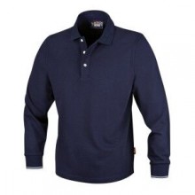 ​Langarm-Poloshirt, 3 Knöpfe, aus 100% Baumwolle, 200 g/m2, blau