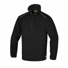 Microfleece-Pullover mit kurzem Reißverschluss, schwarz  mit Reflexeinsätzen