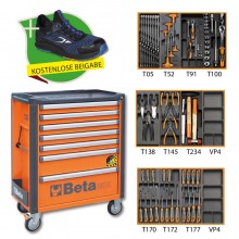 Werkzeugwagen mit 7 Schubladen, Anti-Kipp-System, orange inkl. 95-teiligem Sortiment (+ kostenlos 7352B)