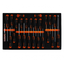 Schaumstoffeinsatz mit Beta Easy Schraubendrehern für Schlitzschrauben, Phillips®- und Torx®-Schrauben