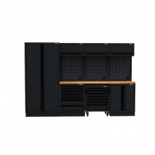 Semloc WorkSpace Kombi-Werkstatteinrichtung mit Arbeitsplatte aus Holz, Abmessung 2955x495x2000
