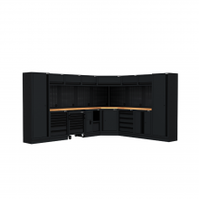 Semloc WorkSpace Kombi-Werkstatteinrichtung mit Arbeitsplatte aus Holz, Abmessung 3500/2820x495x2000