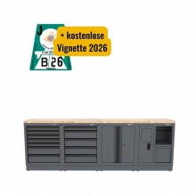 Semloc WorkSpace Kombi-Werkstatteinrichtung mit Holz-Arbeitsplatte 2720x495x950 mm