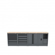 Semloc WorkSpace Kombi-Werkstatteinrichtung mit Holz-Arbeitsplatte, Tiefe Arbeitsplatte