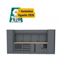 Semloc WorkSpace Kombi-Werkstatteinrichtung mit Arbeitsplatte aus Holz, Abmessung 3920x495x2000 mm