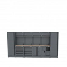 Semloc WorkSpace Kombi-Werkstatteinrichtung mit Arbeitsplatte aus Holz, Abmessung 3920x495x2000 mm