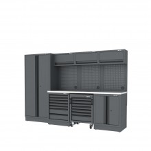 WorkSpace Kombi-Werkstatteinrichtung mit tiefer Arbeitsplatte inkl. Edelstahlummantelung