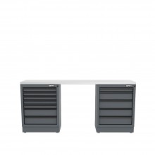 Semloc WorkSpace Kombi-Werkstatteinrichtung mit Edelstahl-ummantelter Arbeitsplatte 2400x495x950 mm