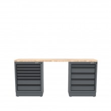 Semloc WorkSpace Kombi-Werkstatteinrichtung mit Holz-Arbeitsplatte 2400x495x950 mm