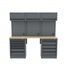 Semloc WorkSpace Kombi-Werkstatteinrichtung mit Holz-Arbeitsplatte 2400x495x2000 mm