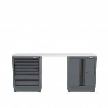 Semloc WorkSpace Kombi-Werkstatteinrichtung mit Edelstahl-ummantelter Arbeitsplatte 2400x495x950 mm