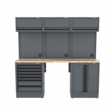 Semloc WorkSpace Kombi-Werkstatteinrichtung mit Holz-Arbeitsplatte 2400x495x2000 mm