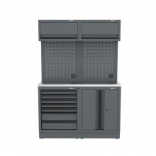 Semloc WorkSpace Kombi-Werkstatteinrichtung mit Edelstahl-ummantelter Arbeitsplatte 1360x495x2000 mm