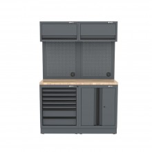 Semloc WorkSpace Kombi-Werkstatteinrichtung mit Holz-Arbeitsplatte 1360x495x2000 mm