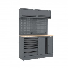 Semloc WorkSpace Kombi-Werkstatteinrichtung mit Holz-Arbeitsplatte, Tiefe Arbeitsplatte